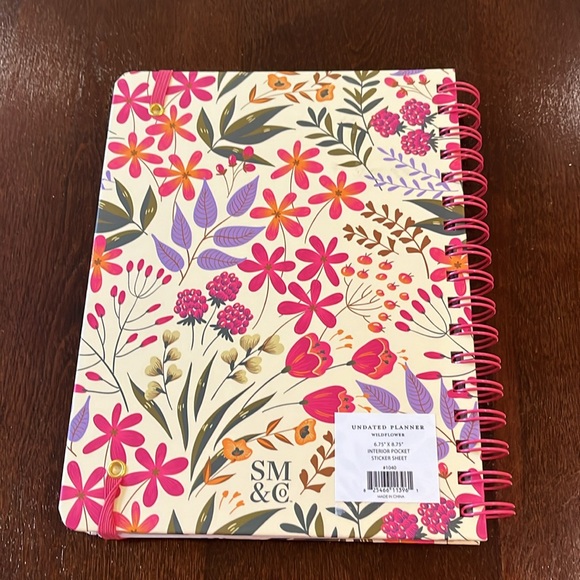 Pink Floral Undated Steel Mill Weekly Planner, New - Picture 2 of 7